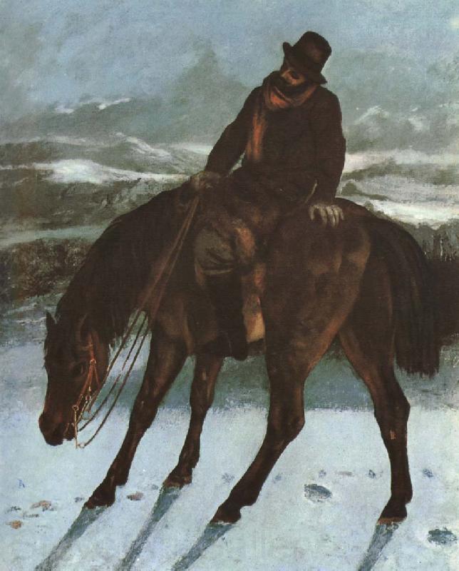 Gustave Courbet Hunter on the horse back Norge oil painting art
